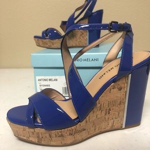 Antonio Melani Syndiee BLUE Wedge Sandal SZ 6.5